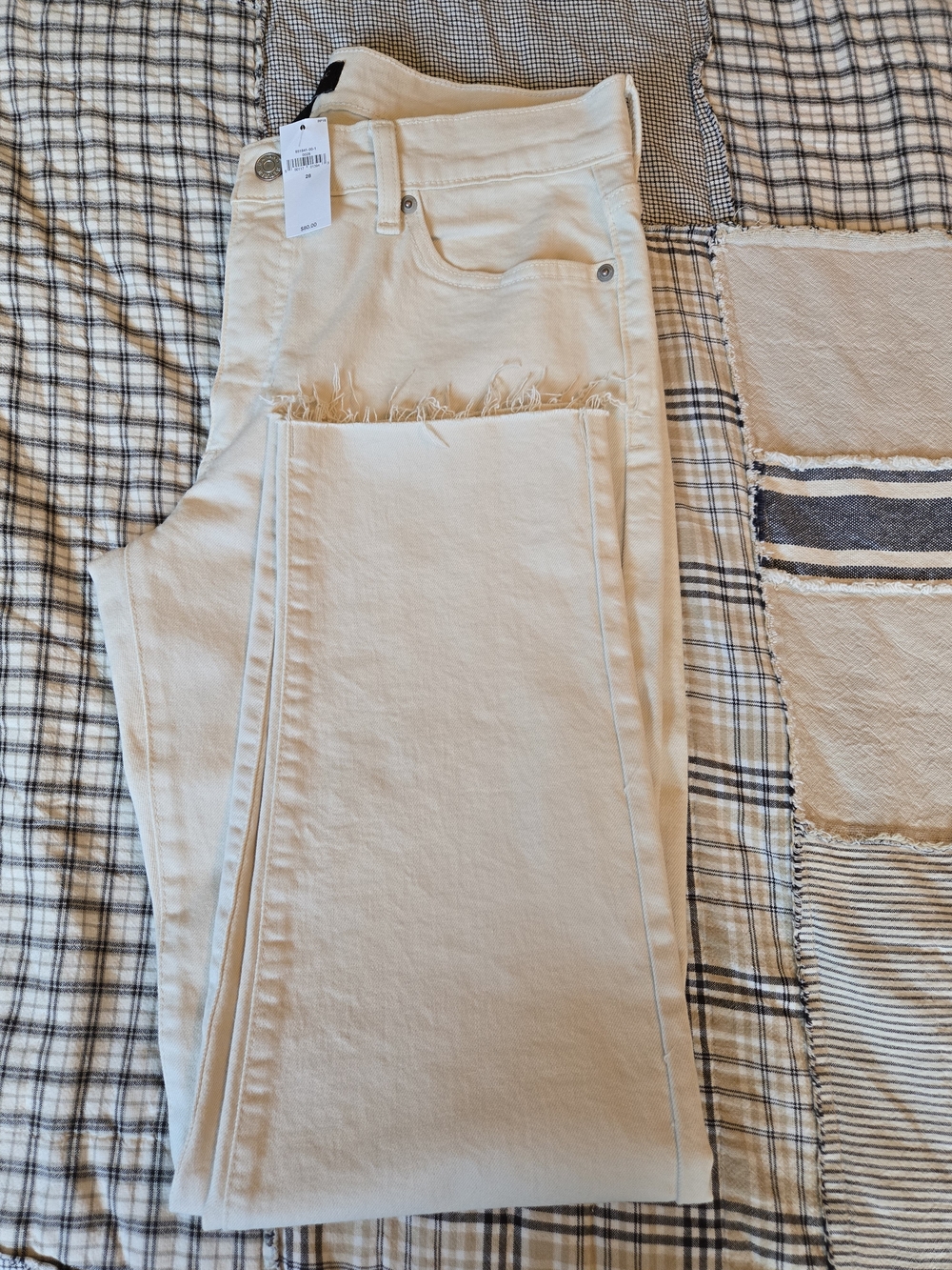 Women’s High-Rise Cream Jeans with Raw Hem